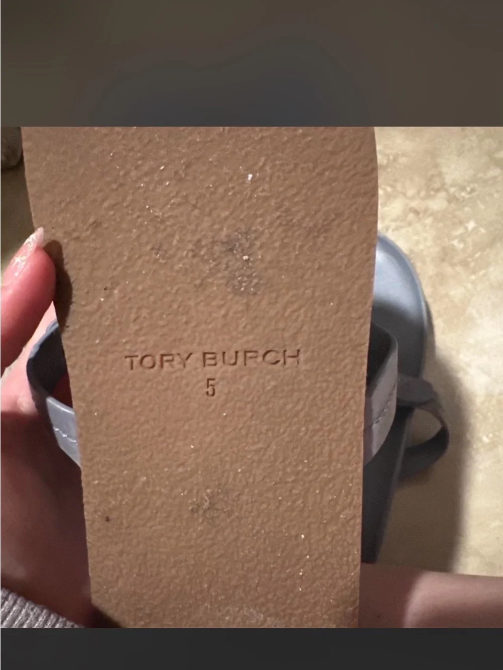 Tory Burch blue Logo Cutout Slide Sandals